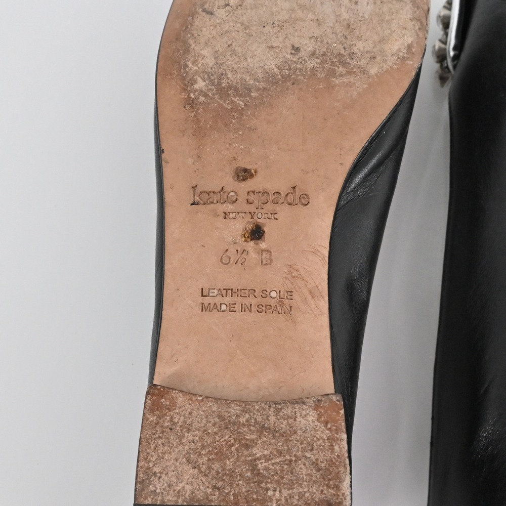 Kate Spade Rhinestone Flats Womens Sz 6.5B Black Leather Embellished Ballet Chic - Picture 8 of 10